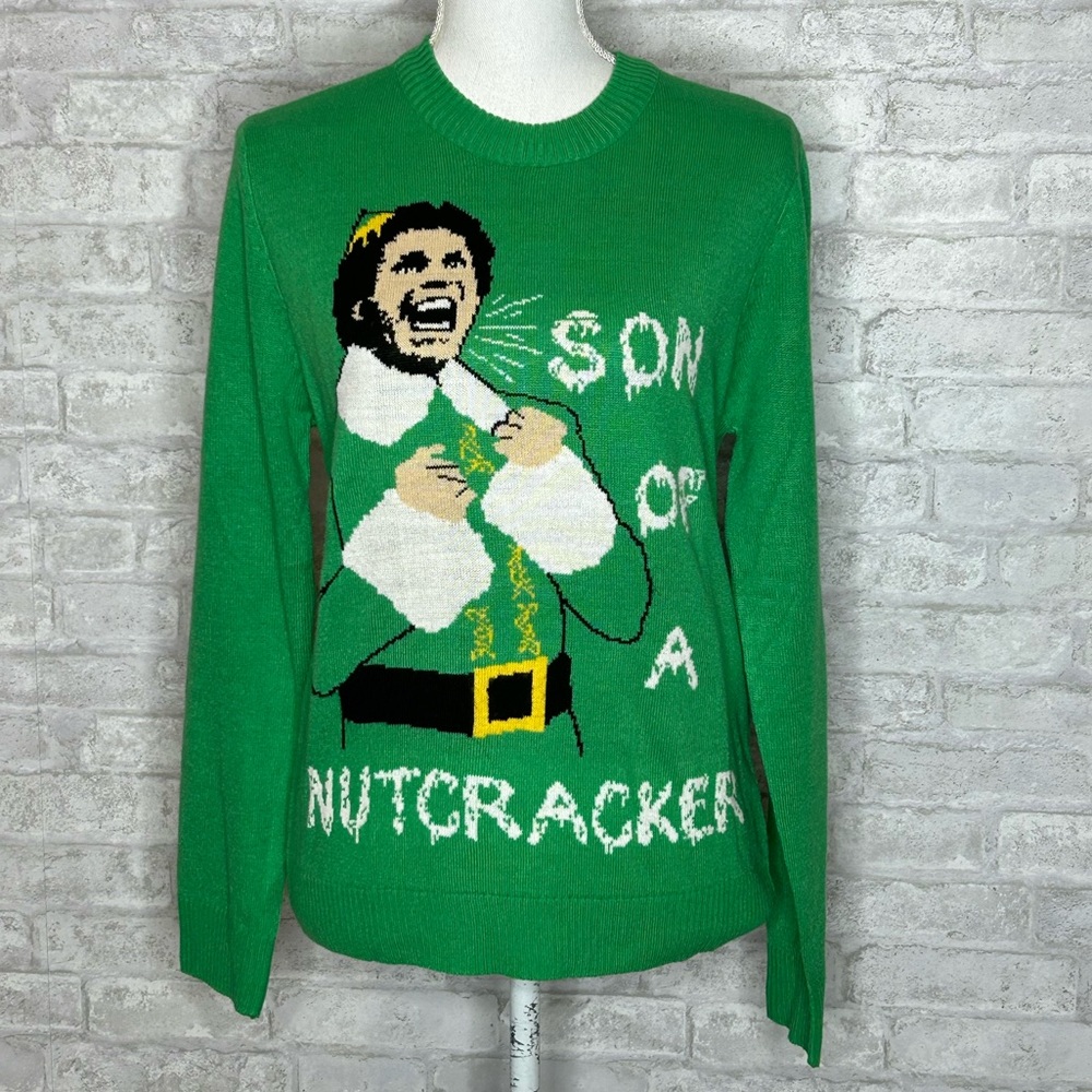 Elf green “Son of a nutcracker” Christmas sweater size S